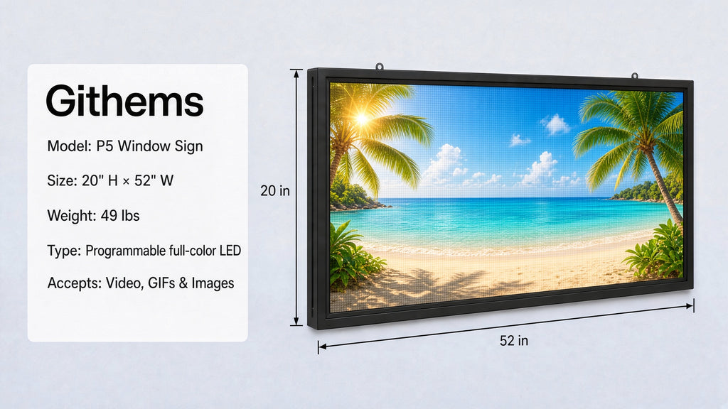 20" x 52" Full Color Programmable LED Window Sign