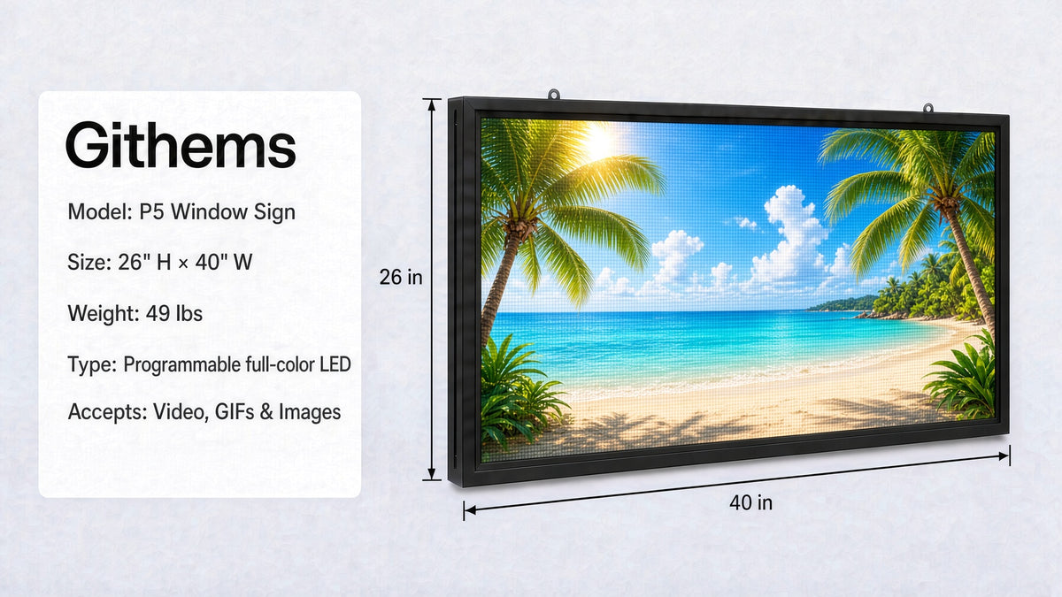26"x40" Full Color Programmable LED Window Sign